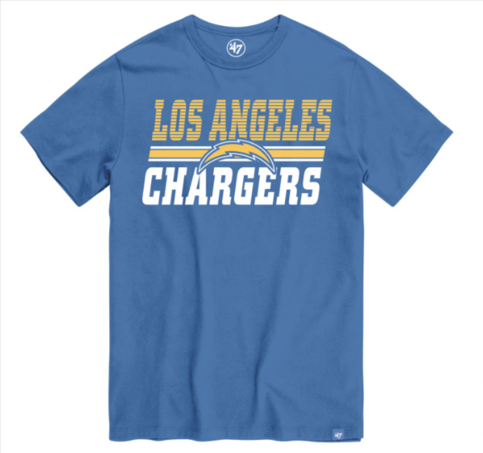 Los Angeles Chargers Mens T-Shirt 47 Brand Franklin Run Thru Tee - THE 4TH QUARTER