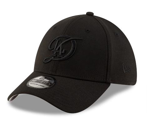Los Angeles Dodgers Flex Fit New Era 39Thirty City Connect Logo Black on Black Cap Hat - THE 4TH QUARTER