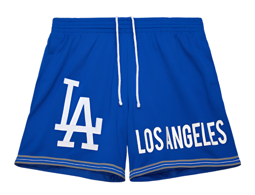 Los Angeles Dodgers Mens Mitchell & Ness Vintage Logo Mesh Shorts Blue - THE 4TH QUARTER