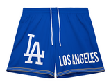 Los Angeles Dodgers Mens Mitchell & Ness Vintage Logo Mesh Shorts Blue - THE 4TH QUARTER