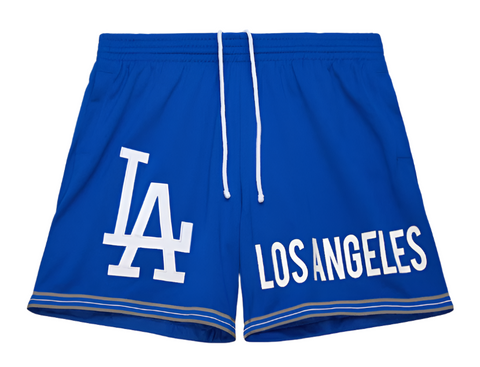 Los Angeles Dodgers Mens Mitchell & Ness Vintage Logo Mesh Shorts Blue