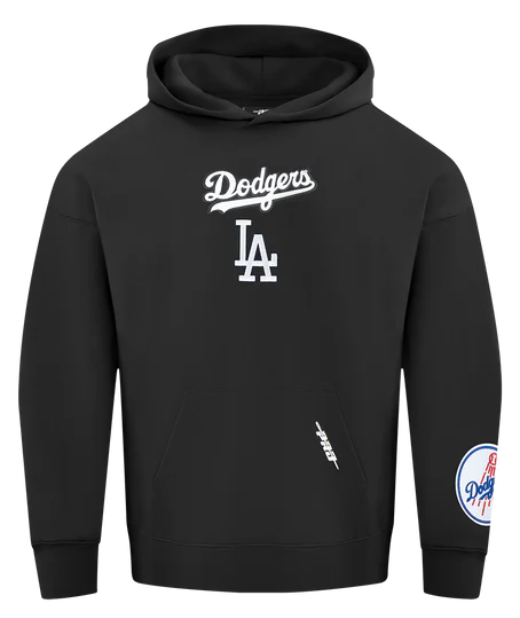 Los Angeles Dodgers Mens Sweatshirt Pro Standard Wingspan Black White Hoodie - THE 4TH QUARTER