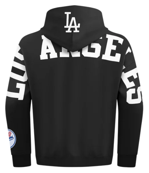 Los Angeles Dodgers Mens Sweatshirt Pro Standard Wingspan Black White Hoodie - THE 4TH QUARTER