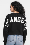 Los Angeles Dodgers Womens Crop Sweatshirt Pro Standard Wingspan Pullover Hoodie Black - THE 4TH QUARTER