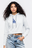 Los Angeles Dodgers Womens Crop Sweatshirt Pro Standard Wingspan Pullover Hoodie WHITE