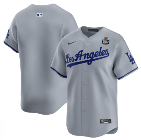 Los Angeles Dodgers Mens 2024 World Series Road Limited Jersey Grey