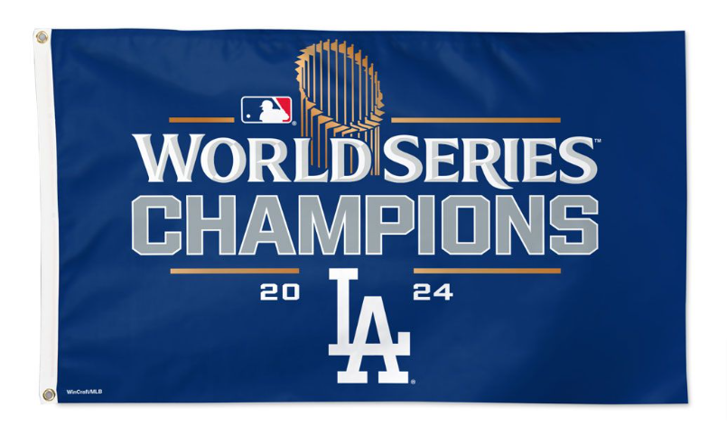 Los Angeles Dodgers Bar Home 3X5' 2024 World Series Champions Deluxe Flag - THE 4TH QUARTER