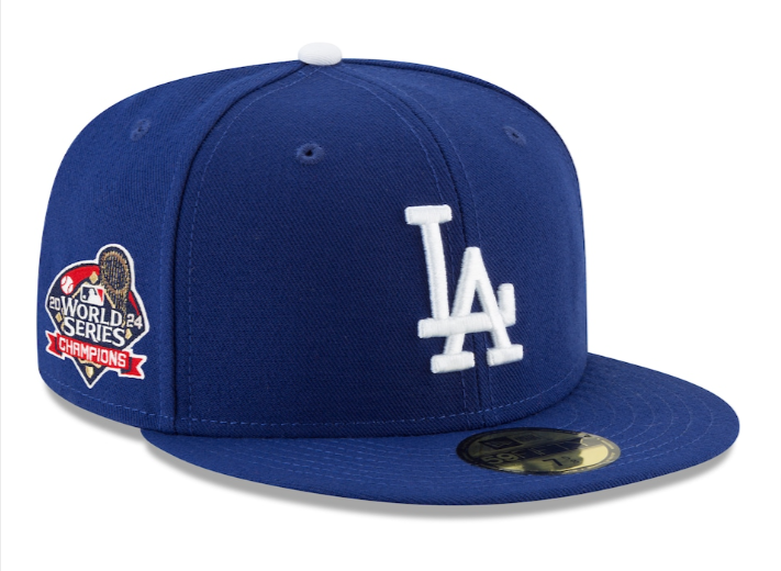 Los Angeles Dodgers Fitted New Era 59Fifty 2024 World Series Champions Blue Cap Hat - THE 4TH QUARTER