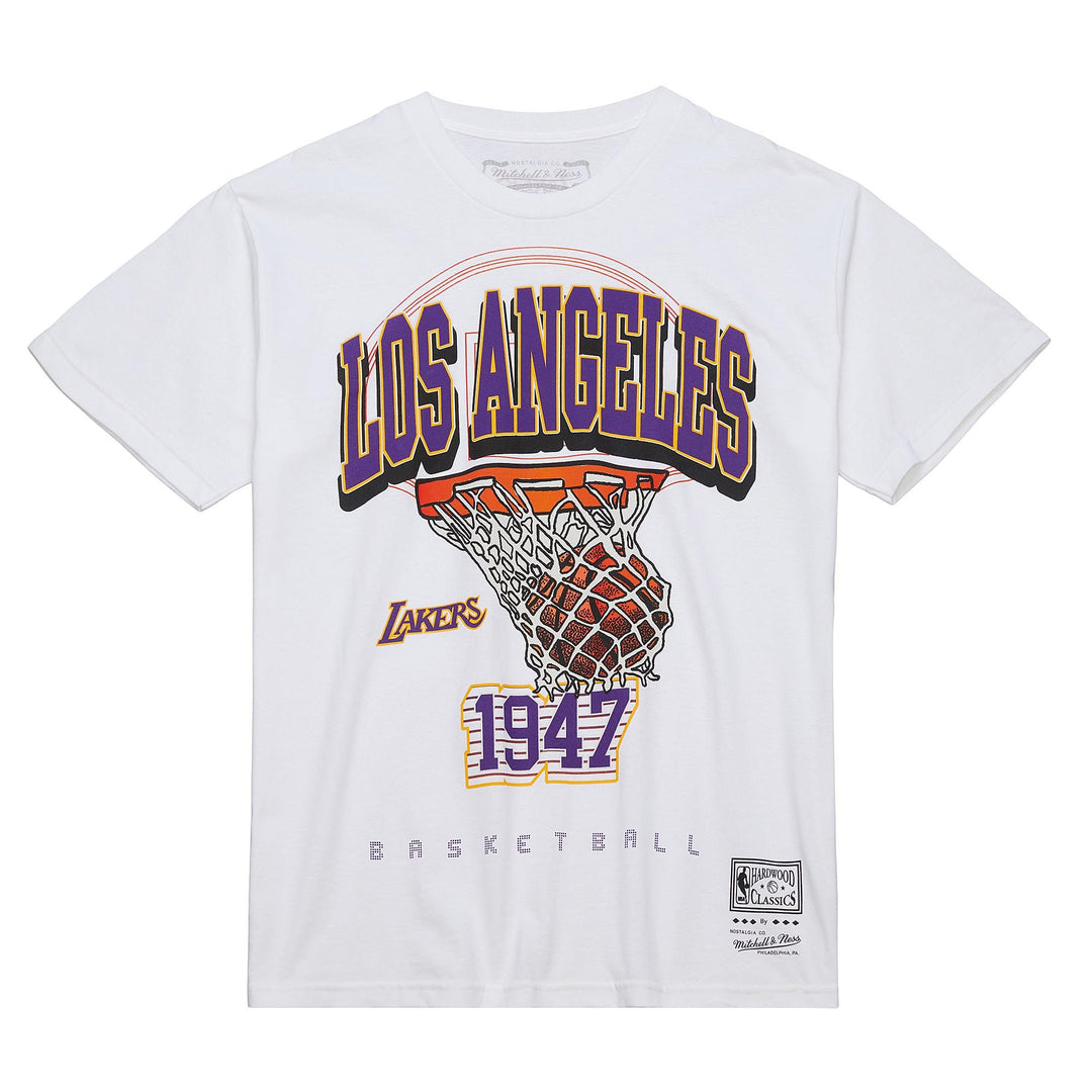 Los Angeles Lakers Mens T-Shirt Mitchell & Ness 1947 Swagger Graphic Tee White - THE 4TH QUARTER