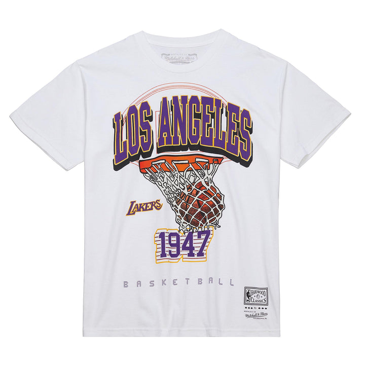 Los Angeles Lakers Mens T-Shirt Mitchell &amp; Ness 1947 Swagger Graphic Tee White - THE 4TH QUARTER