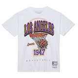 Los Angeles Lakers Mens T-Shirt Mitchell & Ness 1947 Swagger Graphic Tee White