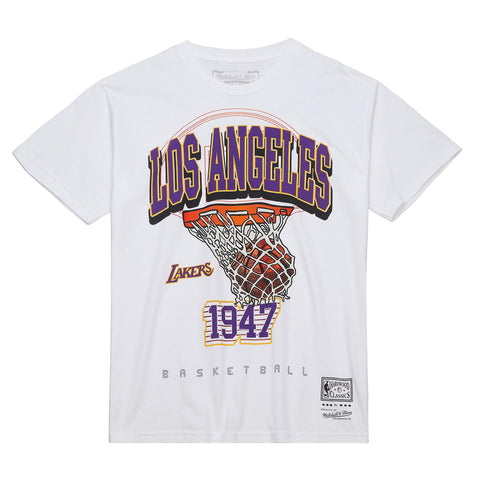 Los Angeles Lakers Mens T-Shirt Mitchell & Ness 1947 Swagger Graphic Tee White