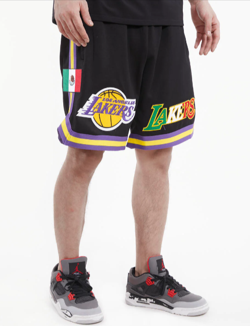 Los Angeles Lakers Mens Shorts Pro Standard Black Mexico Wordmark - THE 4TH QUARTER