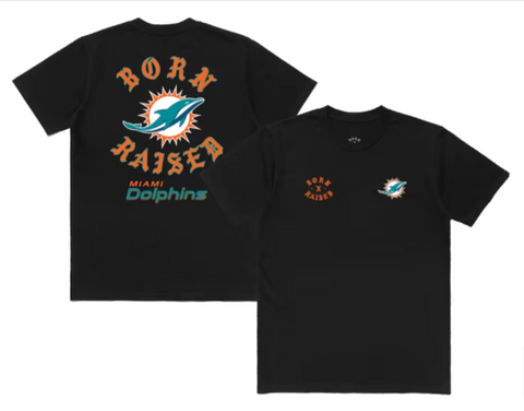 Miami Dolphins Mens T-Shirt Born x Raised Black