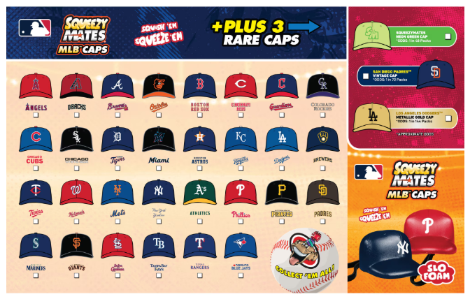 SqueezyMates MLB 2025 Slo Foam MLB Caps Surprise Pack - THE 4TH QUARTER
