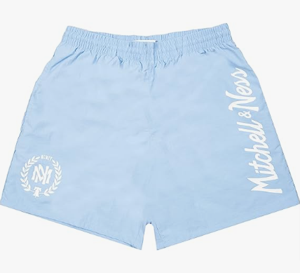 Mitchell & Ness Mens Essentials Nylon Shorts Sky - THE 4TH QUARTER