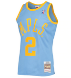 Los Angeles Lakers Mens Jersey Mitchell & Ness #2 Derek Fisher Powder Blue 2001-02 Hardwood Classics Swingman Jersey