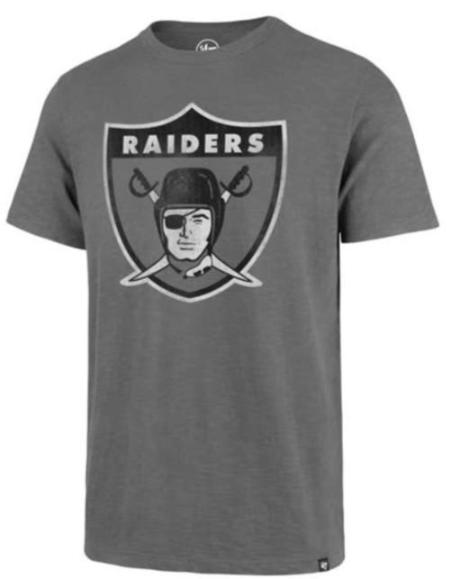 Raiders Mens T-Shirt 47 Brand Legacy Throwback Logo Wolf Grey Vintage Tee - THE 4TH QUARTER