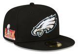 Philadelphia Eagles Fitted New Era 59Fifty Super Bowl LIX Black Cap Hat