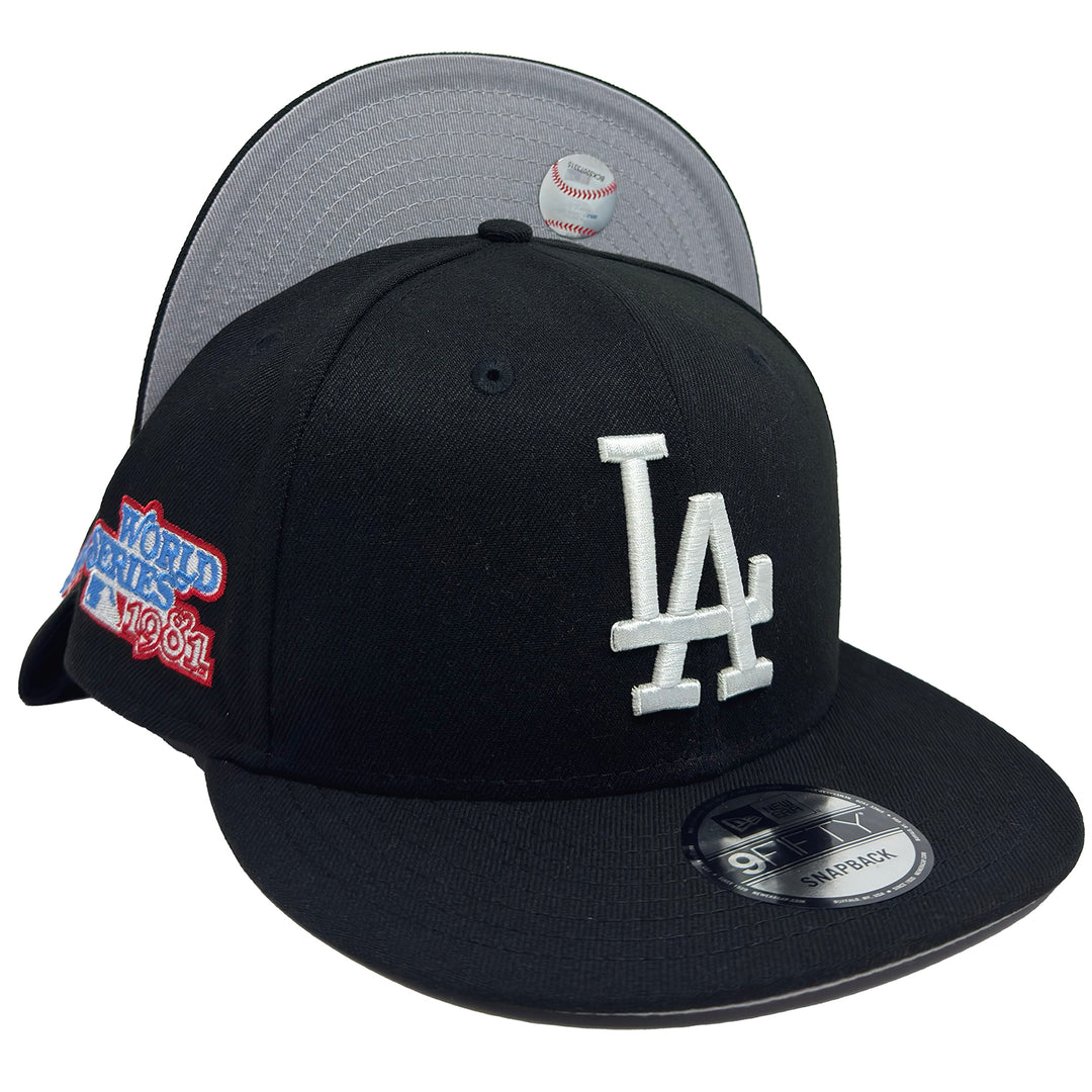 Los Angeles Dodgers Snapback New Era Hat 9Fifty Black 1981 World Series Grey UV - THE 4TH QUARTER