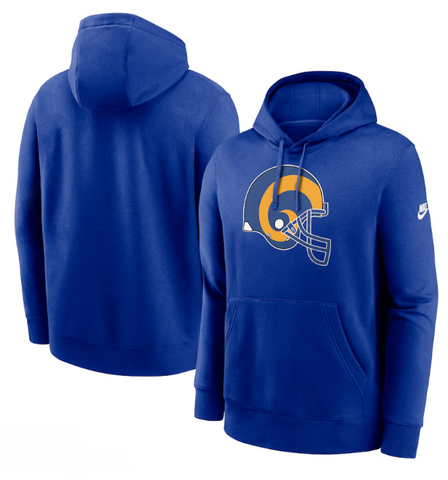 Los Angeles Rams Mens Club Helmet Fleece Pullover Hoodie Blue