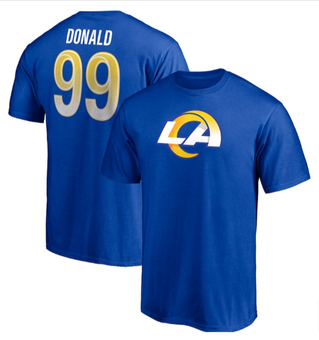 Los Angeles Rams Mens T-Shirt Fanatics Player Icon Aaron Donald #99 Blue Tee