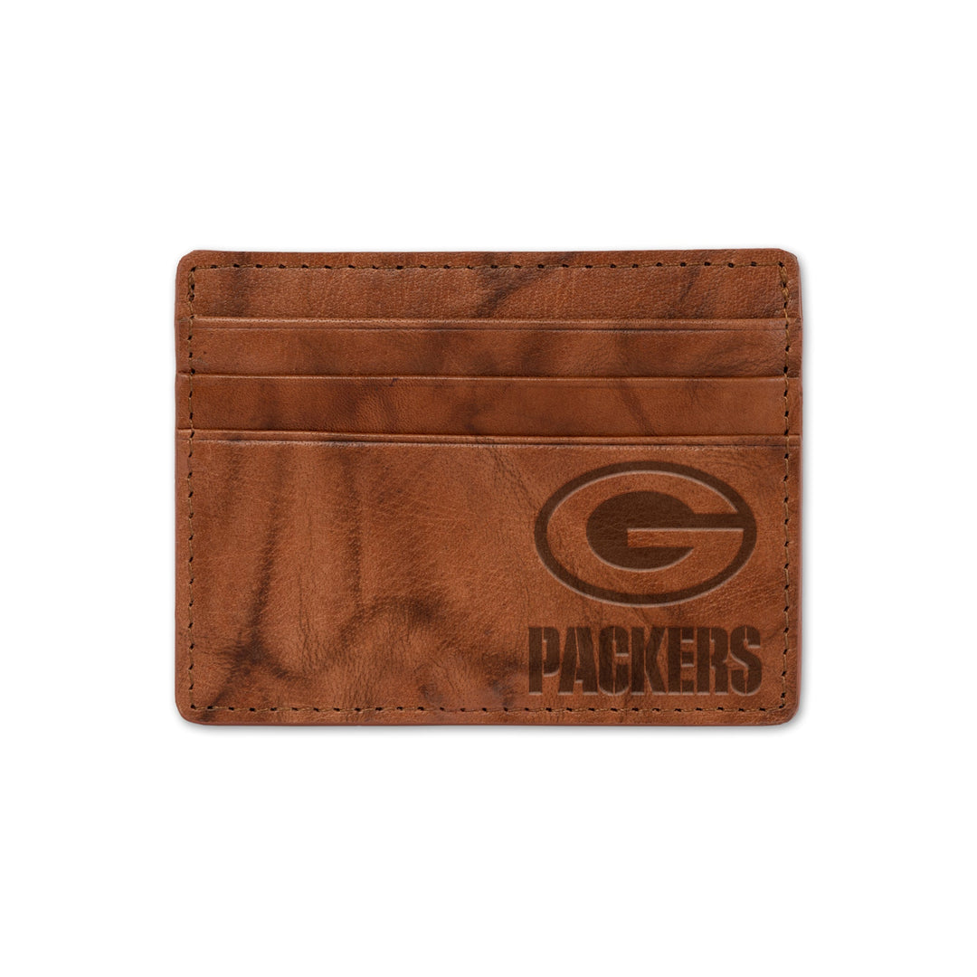 Green Bay Packers Embossed Genuine Leather Credit Card Wallet - THE 4TH QUARTER
