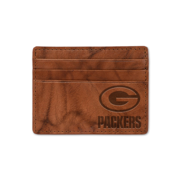 Green Bay Packers Embossed Genuine Leather Credit Card Wallet - THE 4TH QUARTER