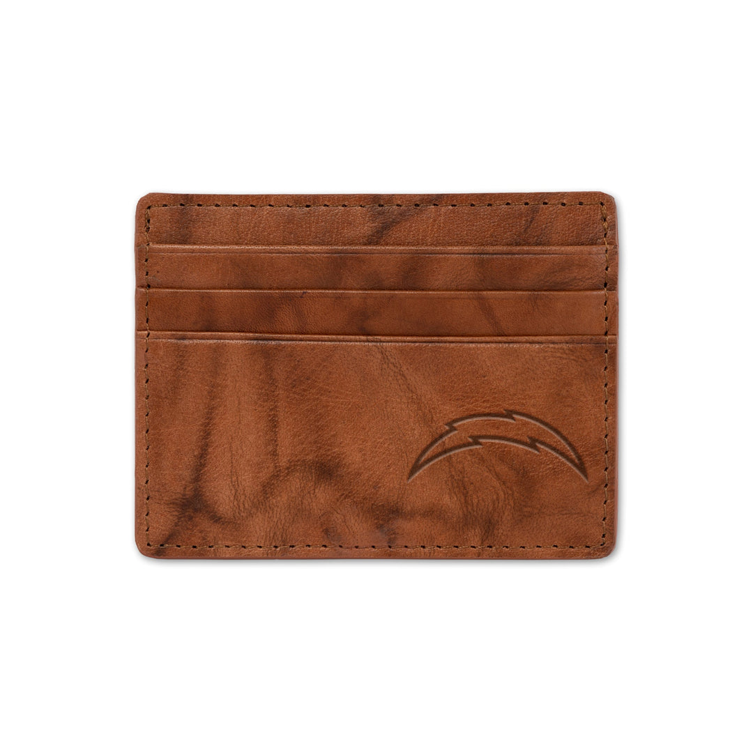 Los Angeles Chargers Embossed Genuine Leather Credit Card Wallet - THE 4TH QUARTER
