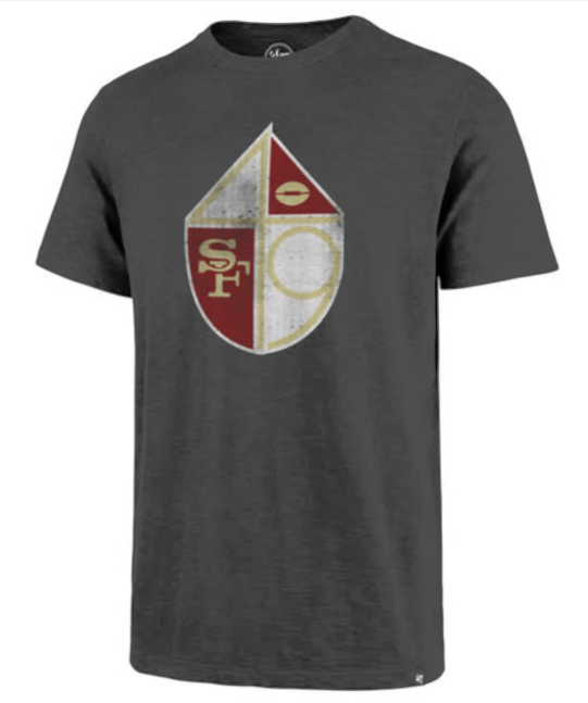 San Francisco 49ers Mens T-Shirt 47 Brand Historic Charcoal Scrum Tee - THE 4TH QUARTER