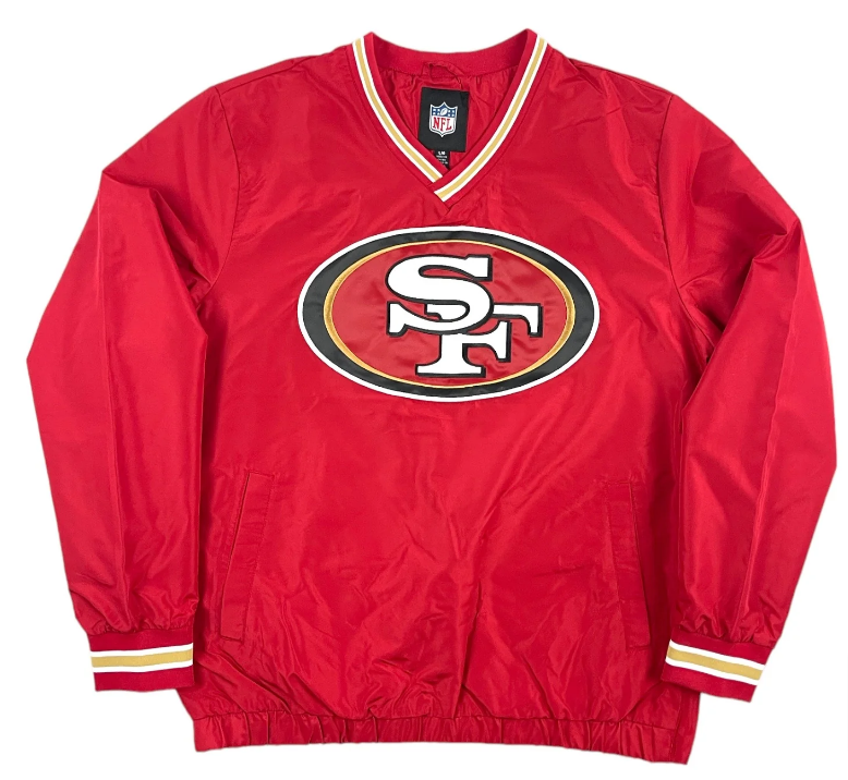 San Francisco 49ers Mens Jacket G-III Pullover Logo V-Neck Pullover Windbreaker - THE 4TH QUARTER