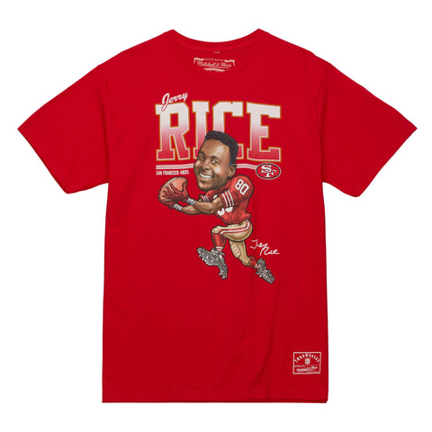 San Francisco 49ers Mens T-Shirt Mitchell & Ness Jerry Rice Caricatures Tee Red