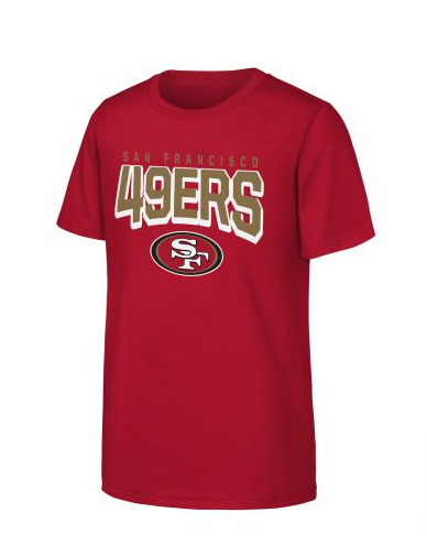 San Francisco 49ers Youth T-Shirt (8-18) On The Block Tee Red - THE 4TH QUARTER