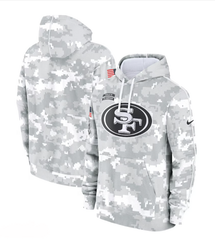 San Francisco 49ers Mens Sweatshirt 2024 Salute to Service Club Fleece Pullover Hoodie