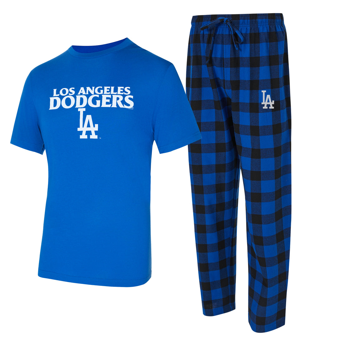 Los Angeles Dodgers Mens Concepts Sport 2-piece T-Shirt & Flannel Pant 2pc Pajama Set - THE 4TH QUARTER