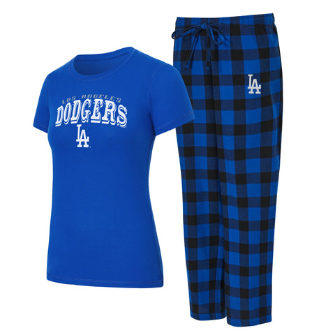 Los Angeles Dodgers Womens Concepts Sport 2-piece T-Shirt & Flannel Pant 2pc Pajama Set