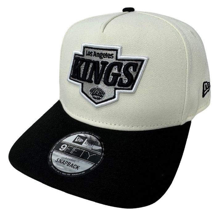 Los Angeles Kings Snapback New Era 9Fifty Throwback Logo A-Frame Chrome Black Cap Hat Grey UV - THE 4TH QUARTER