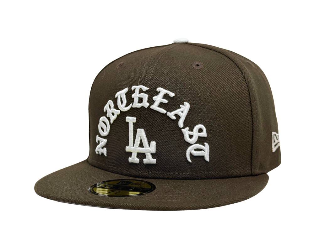 Los Angeles Dodgers Fitted New Era 59Fifty Gothic Northeast LA Brown Cap Hat Grey UV - THE 4TH QUARTER