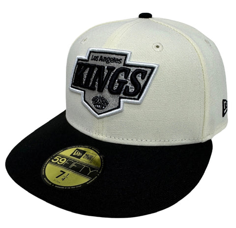 Los Angeles Kings Fitted New Era 59Fifty Throwback Logo Cap Hat Chrome Black