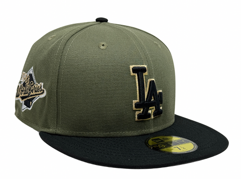 Los Angeles Dodgers Fitted New Era 59Fifty 88 World Series Olive Black Cap Hat Grey UV