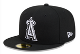 Anaheim Angels Fitted New Era 59Fifty White Logo Black Cap Hat Grey UV