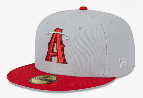 Anaheim Angels Fitted New Era 59Fifty Metallic City Cap Hat Grey Red
