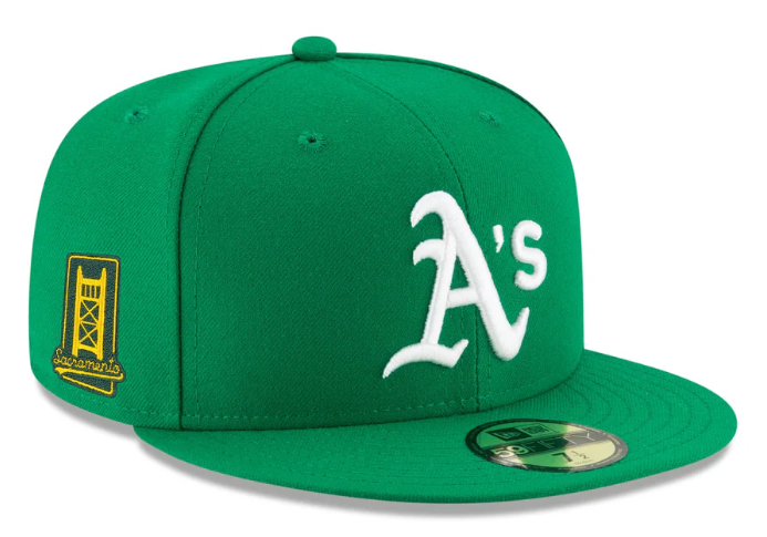Oakland Athletics Fitted New Era 59FIFTY Sacramento Patch Alternate Hat Cap Green - THE 4TH QUARTER