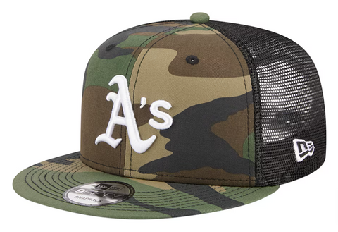Oakland Athletics Snapback New Era Camo Mesh Trucker Cap Hat Grey UV