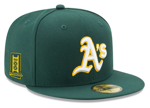 Oakland Athletics Fitted New Era 59FIFTY Sacramento Patch Road Hat Cap Green