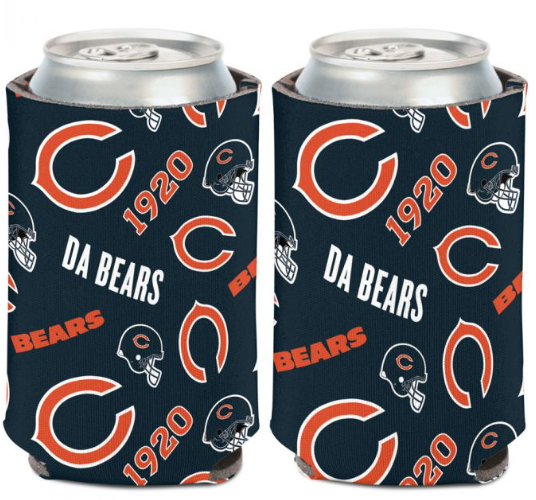 Chicago Bears 12oz Scatterprint Can Cooler Kaddy Holder - THE 4TH QUARTER