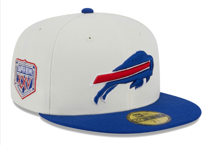 Buffalo Bills Fitted New Era 59Fifty Super Bowl Patch Chrome Cap Hat Grey UV - THE 4TH QUARTER