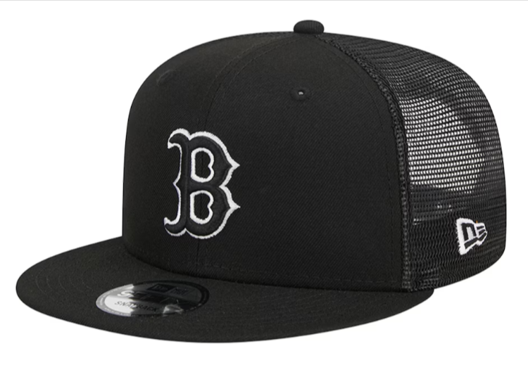 Boston Red Sox Snapback New Era Black Mesh Trucker Cap Hat Grey UV