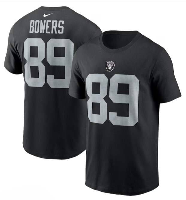 Raiders Mens T-Shirt #89 Brock Bowers Player Tee Black - THE 4TH QUARTER