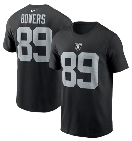 Raiders Mens T-Shirt #89 Brock Bowers Player Tee Black